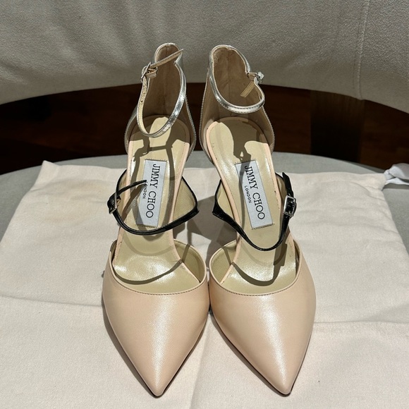 New Authentic Jimmy Choo Pink/Nude pointy Heel with silver back - Picture 2 of 8